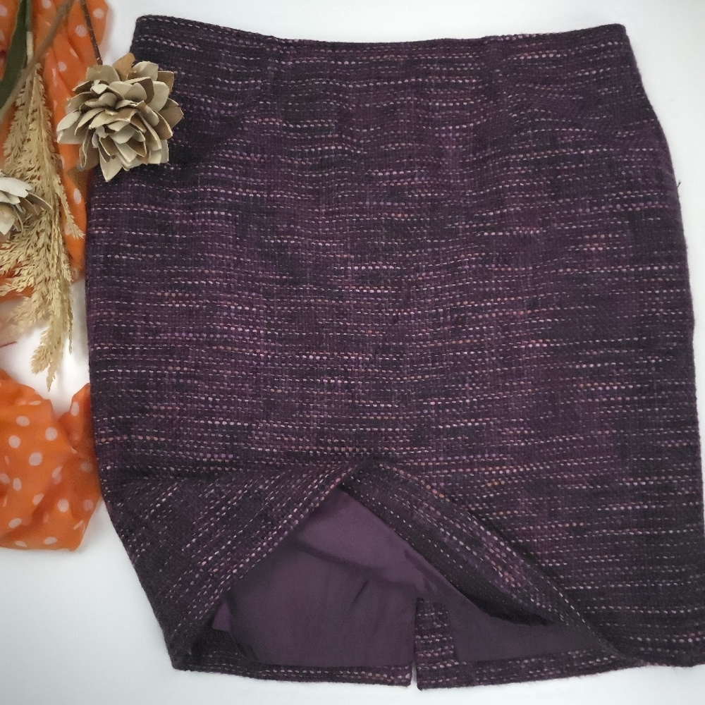 Charter Club Elegant Purple Tweed Women's Skirt Sz 14p - Picture 6 of 9
